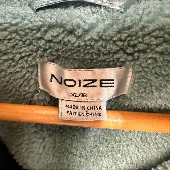 Noize women’s jacket sherpa teddy puffer coat  cropped teal blue green size XL - Picture 3 of 10